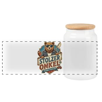 Proud Uncle Bear – Leisure Hero - Panoramic Cookie Jar with Wooden Lid - white - Front