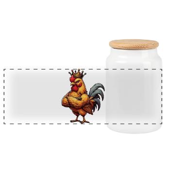 Chickens Chicken Chicken Lover Rooster Chicken Owner - Panoramic Cookie Jar with Wooden Lid - white - Front