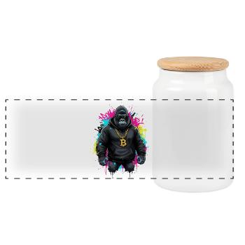 Gorille crypto streetwear Bitcoin - Boîte à biscuits avec couvercle en bois - blanc - Devant