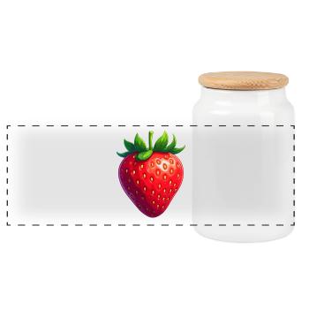 Fraise - Boîte à biscuits avec couvercle en bois - blanc - Devant