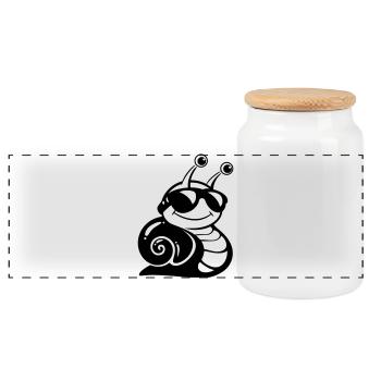 Coole Schnecke mit Sonnenbrille - Panorama Keksdose mit Holzdeckel - Weiß - Vorne