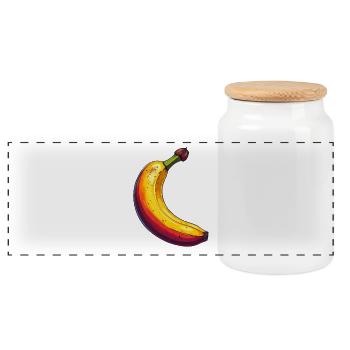 banane - Boîte à biscuits avec couvercle en bois - blanc - Devant