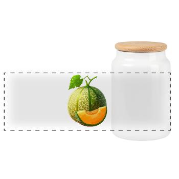 honeydew melon - Panoramic Cookie Jar with Wooden Lid - white - Front