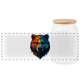 Ours low poly pop art coloré - Boîte à biscuits avec couvercle en bois - blanc - Devant