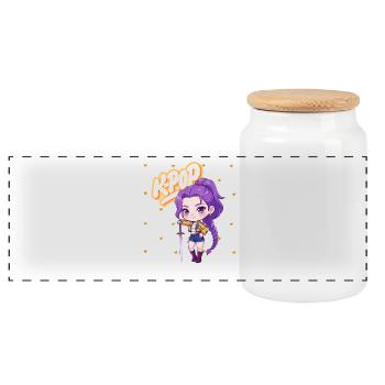 Kpop Girl - Boîte à biscuits avec couvercle en bois - blanc - Devant