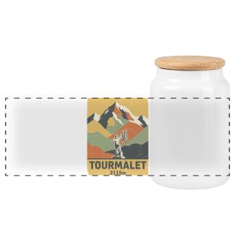 Col du Tourmalet Pyrenees Cycling Climb Art - Panoramic Cookie Jar with Wooden Lid - white - Front