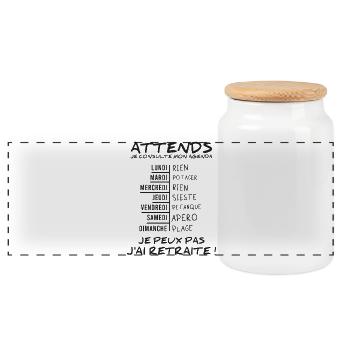 Agenda Retraite (texte noir) - Boîte à biscuits avec couvercle en bois - blanc - Devant