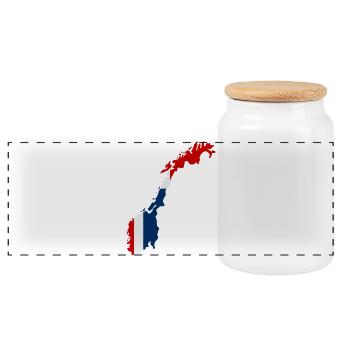Map of Norway with flag - Panoramic Cookie Jar with Wooden Lid - white - Front