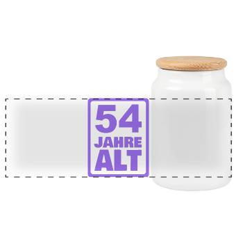 54 - Panoramic Cookie Jar with Wooden Lid - white - Front