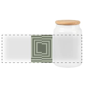 Quiet symmetry Minimal Geometric Poster - Panoramic Cookie Jar with Wooden Lid - white - Front
