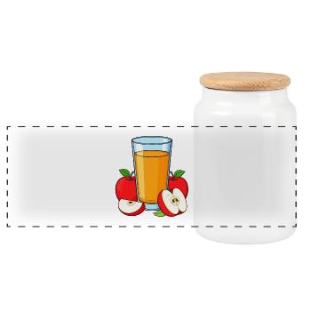 apple juice - Panoramic Cookie Jar with Wooden Lid - white - Front