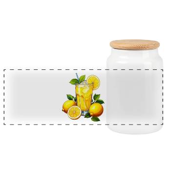 Lemonade - Panoramic Cookie Jar with Wooden Lid - white - Front