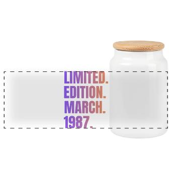 Mars 1987 Année 1987 Retro 1987 Édition limitée - Boîte à biscuits avec couvercle en bois - blanc - Devant