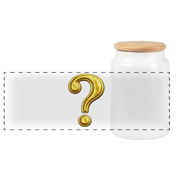 Golden Question Mark Design - Panoramic Cookie Jar with Wooden Lid - white - Front