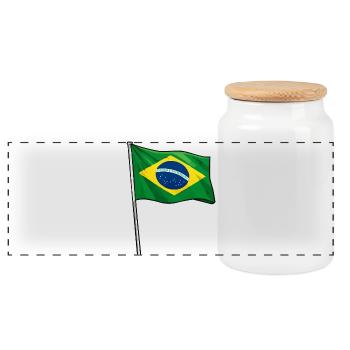 Brasilianische Flaggenkunst - Panorama Keksdose mit Holzdeckel - Weiß - Vorne