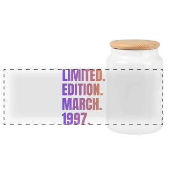 Limited Edition March 1997 - Panoramic Cookie Jar with Wooden Lid - white - Front