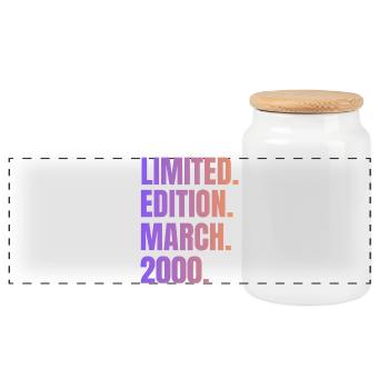 Limited Edition March 2000 - Panoramic Cookie Jar with Wooden Lid - white - Front