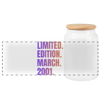 Limited Edition March 2001 - Panoramic Cookie Jar with Wooden Lid - white - Front
