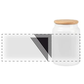 Bandes géométriques diagonales en noir - Boîte à biscuits avec couvercle en bois - blanc - Devant