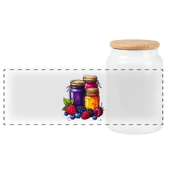 confiture - Boîte à biscuits avec couvercle en bois - blanc - Devant