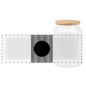 Schwarzes Kreisform-Design - Panorama Keksdose mit Holzdeckel - Weiß - Vorne