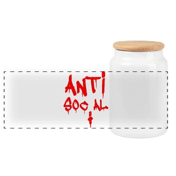 ANTISOCIAL ! - Boîte à biscuits avec couvercle en bois - blanc - Devant
