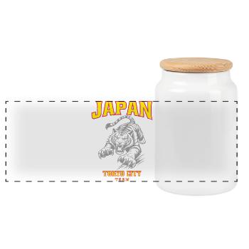 Équipe japonaise Tokyo City - Boîte à biscuits avec couvercle en bois - blanc - Devant