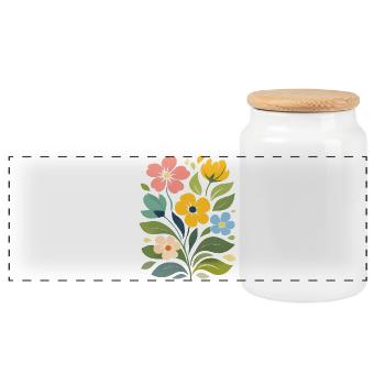 Illustration de fleurs colorées Motif floral nature - Boîte à biscuits avec couvercle en bois - blanc - Devant