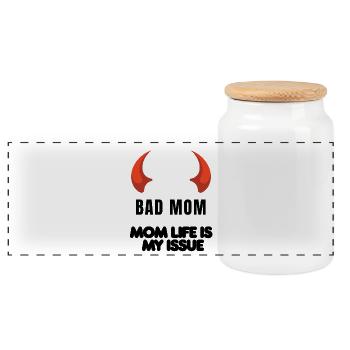 Red Horns Silhouette - Panoramic Cookie Jar with Wooden Lid - white - Front