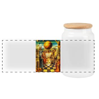 Psychedelic Order of Time - Panoramic Cookie Jar with Wooden Lid - white - Front