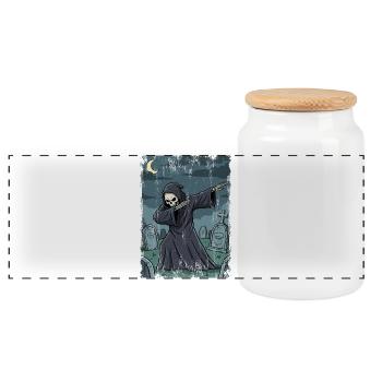 Faucheuse dans le cimetière nocturne - Boîte à biscuits avec couvercle en bois - blanc - Devant