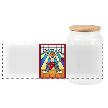 Guitariste rock de Stained Glass - Boîte à biscuits avec couvercle en bois - blanc - Devant