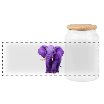 purple elephant - Panoramic Cookie Jar with Wooden Lid - white - Front