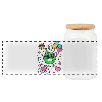 Sourire festif avec ballons - Boîte à biscuits avec couvercle en bois - blanc - Devant