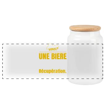 Une bière après le sport c'est de la récupération - Boîte à biscuits avec couvercle en bois - blanc - Devant