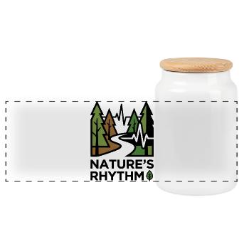 Wander Shirt Nature Rhythm, Hoodie Tasche, Tasse - Panorama Keksdose mit Holzdeckel - Weiß - Vorne