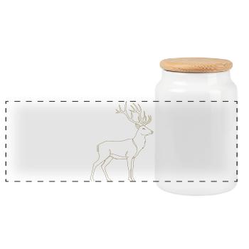 Golden Stag Line Art - Panoramic Cookie Jar with Wooden Lid - white - Front