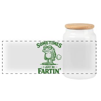 Sometimes I'm just a farting frog. - Panoramic Cookie Jar with Wooden Lid - white - Front