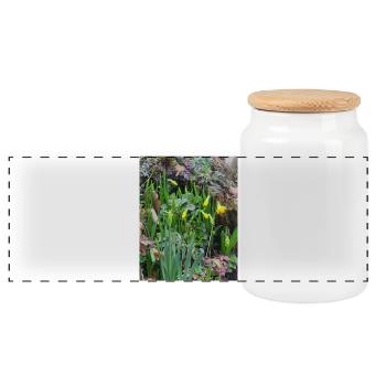 EC Fleurs I jonquille J’offre Printemps - Boîte à biscuits avec couvercle en bois - blanc - Devant
