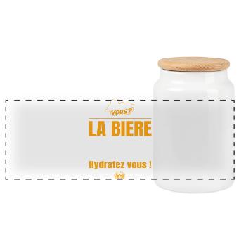 La bière est composée à 90% d'eau, hydratez vous ! - Boîte à biscuits avec couvercle en bois - blanc - Devant