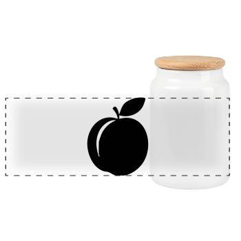 Peach Silhouette – Sweet Summer Design - Panoramic Cookie Jar with Wooden Lid - white - Front