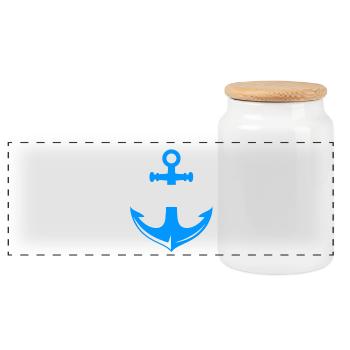 Anker Crew Nautikal Logo - Panorama Keksdose mit Holzdeckel - Weiß - Vorne