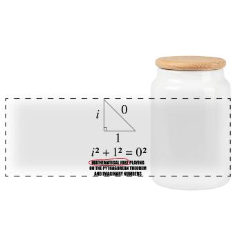 Motif mathématique drôle avec une blague sur Pythagore - Boîte à biscuits avec couvercle en bois - blanc - Devant