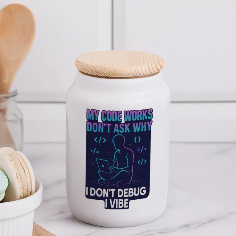 Mon code fonctionne Ne demande pas pourquoi – programmation drôle Boîte à biscuits avec couvercle en bois