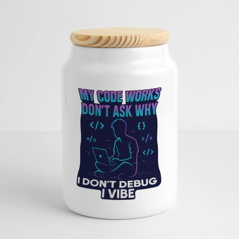 Mon code fonctionne Ne demande pas pourquoi – programmation drôle Boîte à biscuits avec couvercle en bois