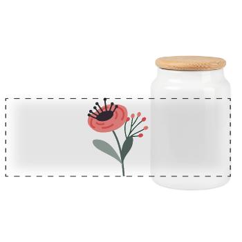 Blume - Panorama Keksdose mit Holzdeckel - Weiß - Vorne
