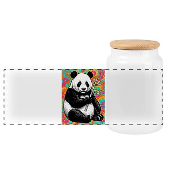 Panda - Panorama Keksdose mit Holzdeckel - Weiß - Vorne