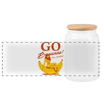Fille sur une banane - Boîte à biscuits avec couvercle en bois - blanc - Devant