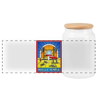 Gymnase en vitraux du temple musclé - Boîte à biscuits avec couvercle en bois - blanc - Devant