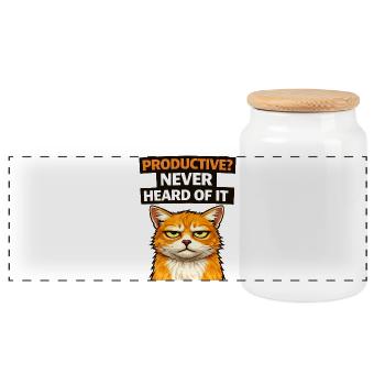 Mème de citation sarcastique sur la productivité des chats - Boîte à biscuits avec couvercle en bois - blanc - Devant